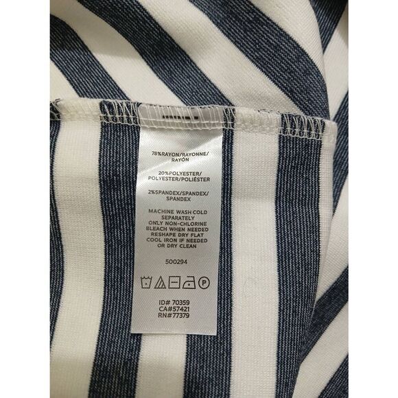 Banana republic womens xl blue white Nautical stripe stretch cap sleeve top - Picture 5 of 5